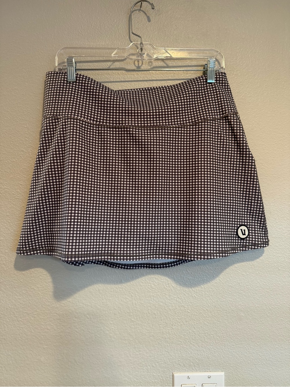 Vuori Gray & White Gingham Plaid Active Volley Skort